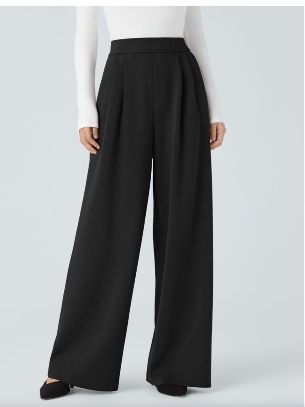 Halara Black Flex High Waisted Pocket Wide Leg Work Pants-Size XL